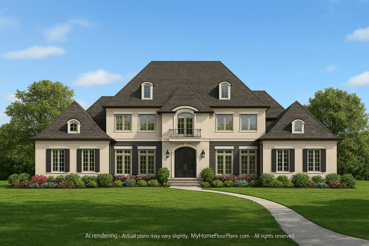 Luxury French Country House Plan with 5 Bedrooms & CAD Blueprints