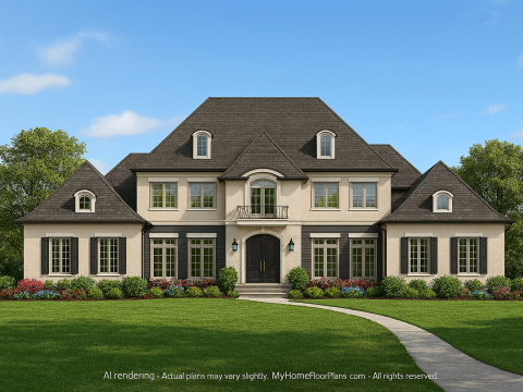 Luxury French Country House Plan with 5 Bedrooms & CAD Blueprints
