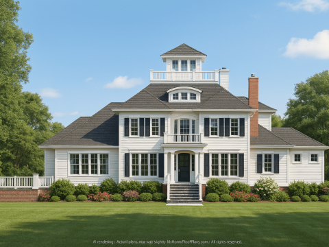 Luxury Home Plan with 3 Floors, 5 Bedrooms & CAD Blueprints
