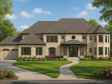 Luxury House Plan with 9,000+ Sq. Ft., CAD Blueprints, and Elegant Features