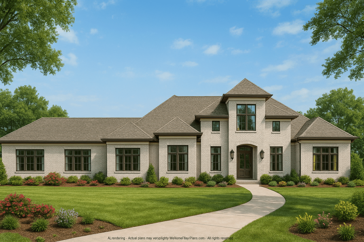 Luxury One-Story House Plan with 5,298 Sq. Ft. and Elegant Open Layout