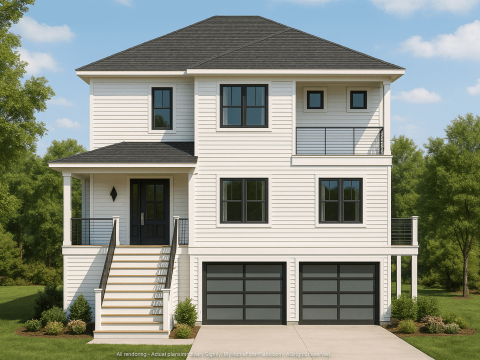 Modern 2-Story Beach House Floor Plan with 5 Bedrooms & CAD Designs