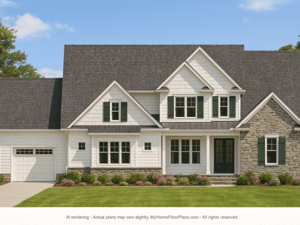 Modern 2-Story Craftsman House Plan with Bonus Room & CAD Blueprints