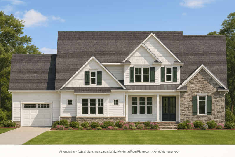 Modern 2-Story Craftsman House Plan with Bonus Room & CAD Blueprints
