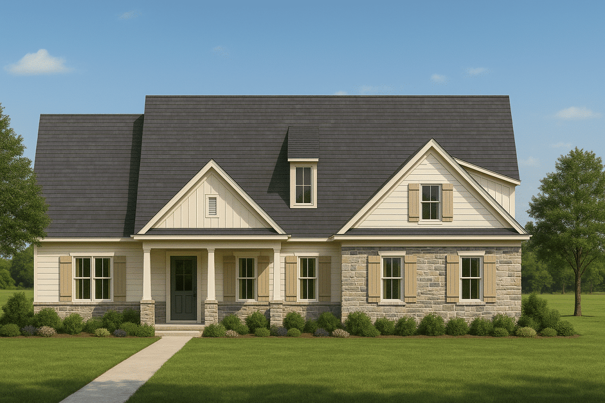 Modern 2-Story Home Design with 3 Bedrooms and Garage – CAD Blueprint