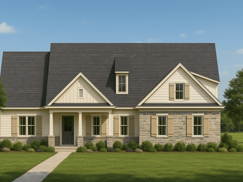 Modern 2-Story Home Design with 3 Bedrooms and Garage – CAD Blueprint
