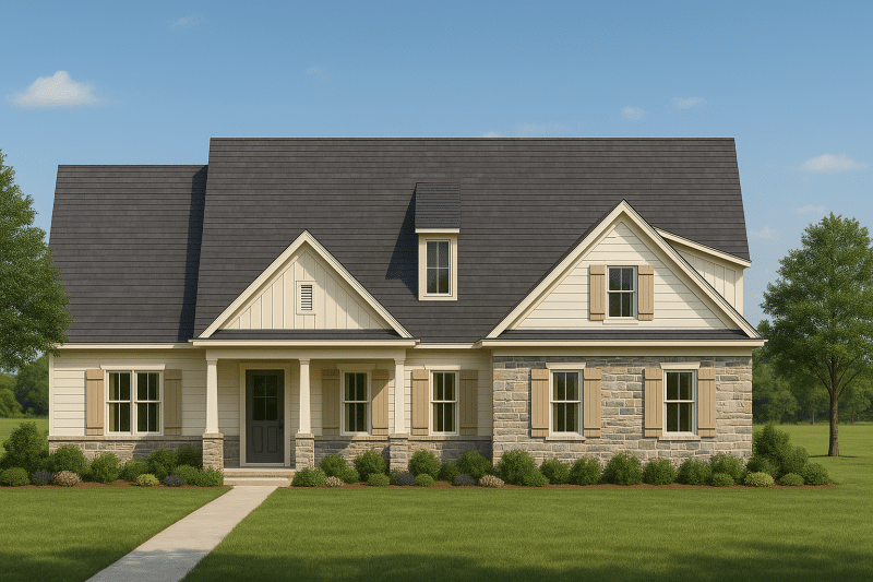 Modern 2-Story Home Design with 3 Bedrooms and Garage – CAD Blueprint