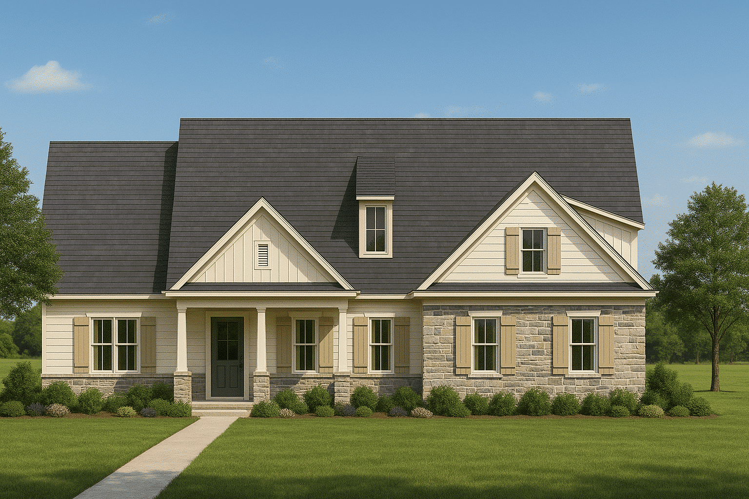 Modern 2-Story Home Design with 3 Bedrooms and Garage – CAD Blueprint