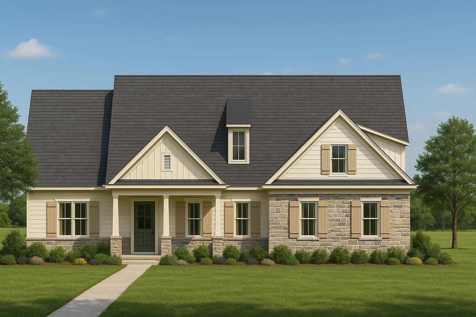 Modern 2-Story Home Design with 3 Bedrooms and Garage – CAD Blueprint