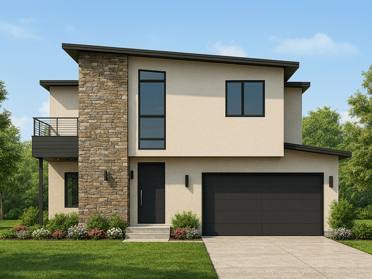 Modern 2-Story Home Floor Plan with Efficient Architecture & CAD Blueprints