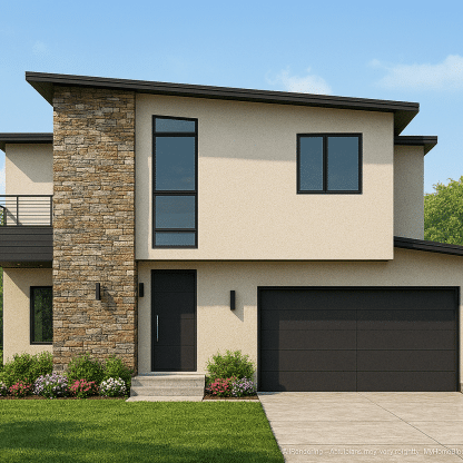 Modern 2-Story Home Floor Plan with Efficient Architecture & CAD Blueprints