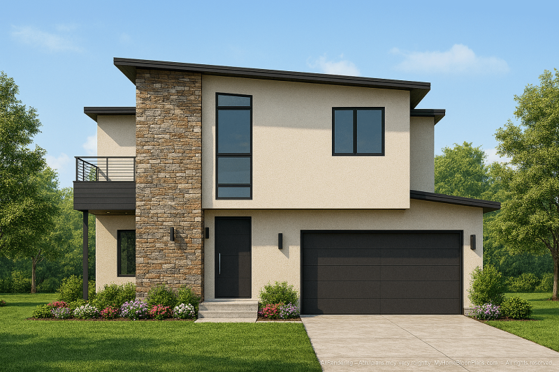 Modern 2-Story Home Floor Plan with Efficient Architecture & CAD Blueprints