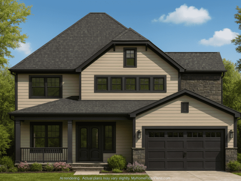 Modern 2-Story Home Plan with 4 Bedrooms & Vaulted Ceilings