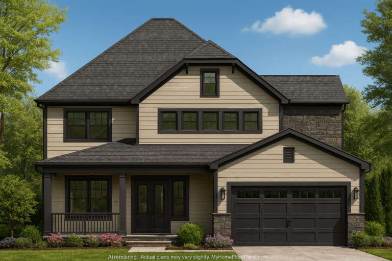 Modern 2-Story Home Plan with 4 Bedrooms & Vaulted Ceilings
