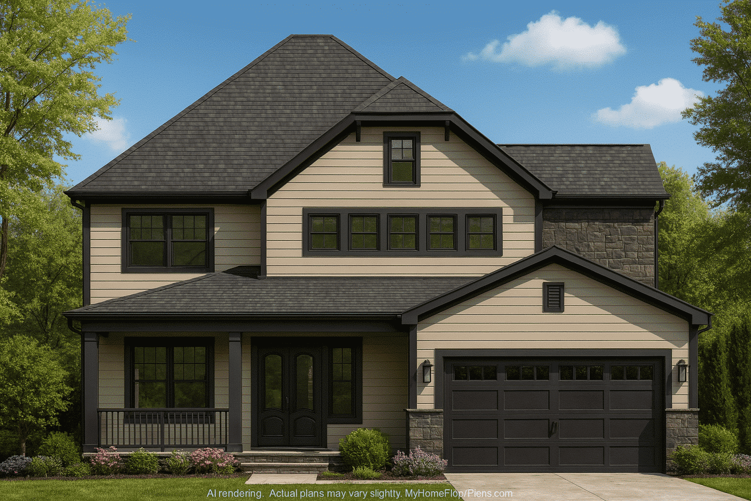 Modern 2-Story Home Plan with 4 Bedrooms & Vaulted Ceilings