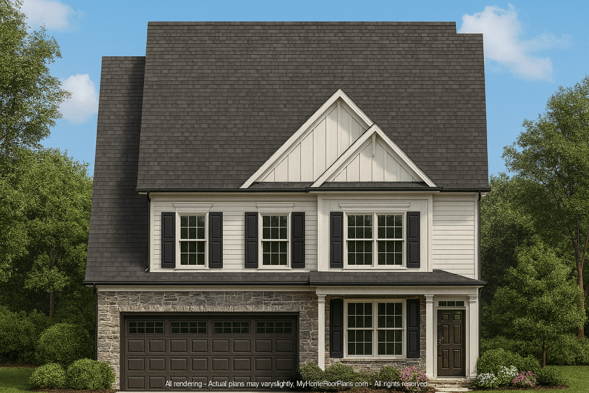 Modern 2-Story House Blueprint with CAD Floor Plans