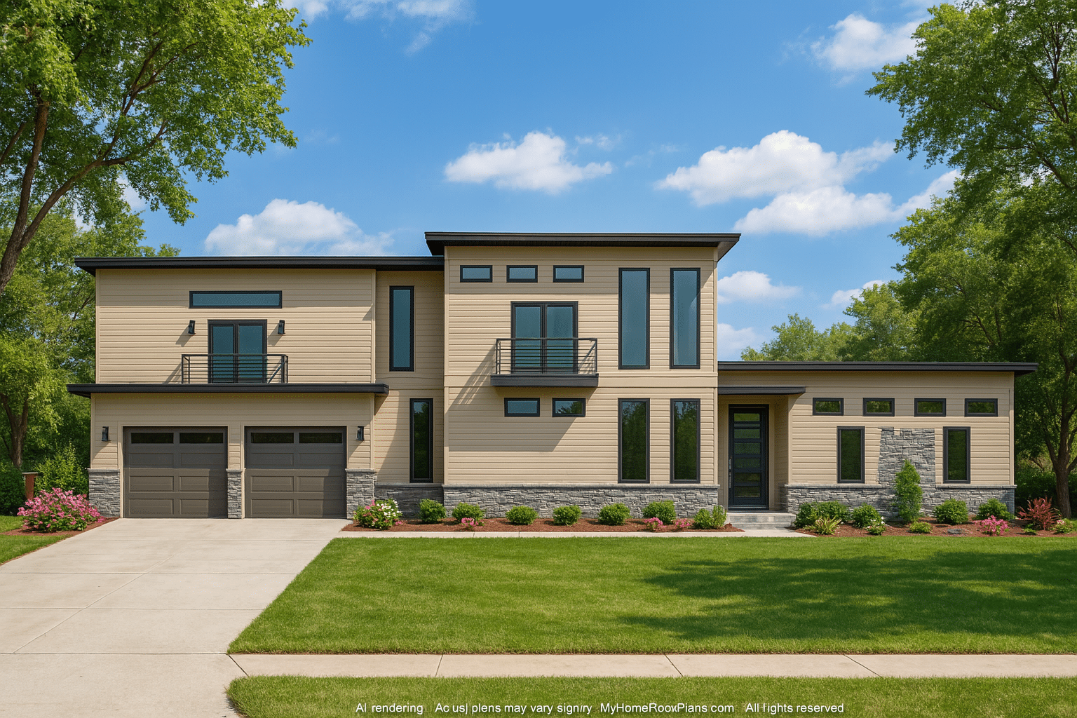 Modern 2-Story House Plan with 3-Car Garage & Open Floor Design