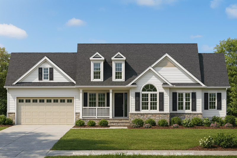 Modern 2-Story House Plan with Brick & Siding Exterior