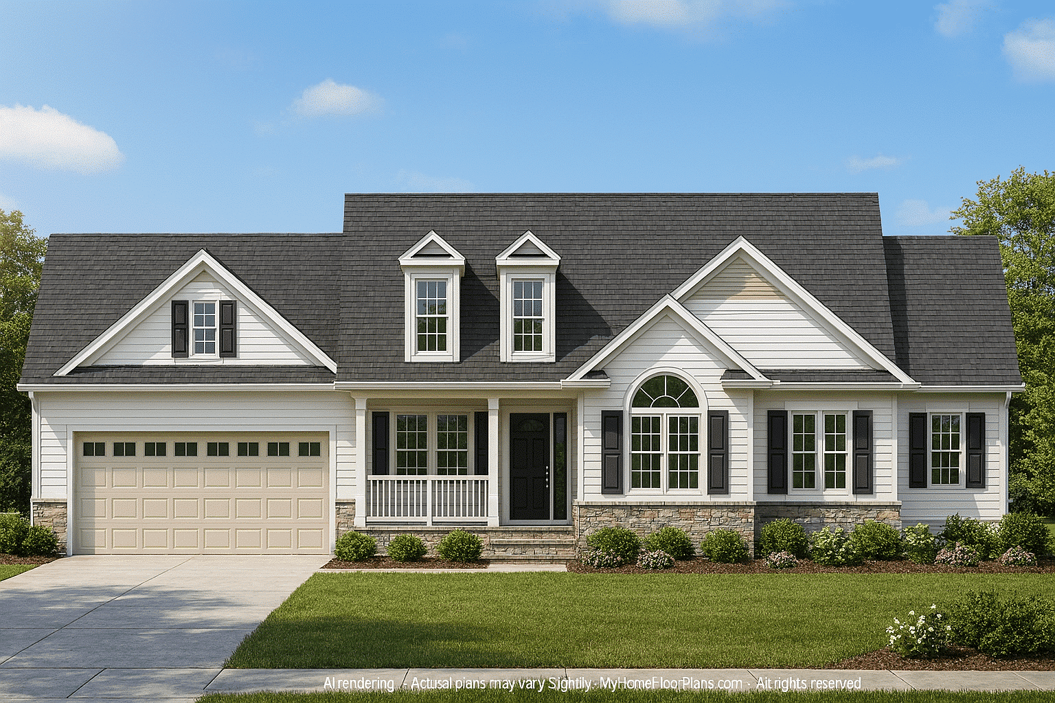 Modern 2-Story House Plan with Brick & Siding Exterior