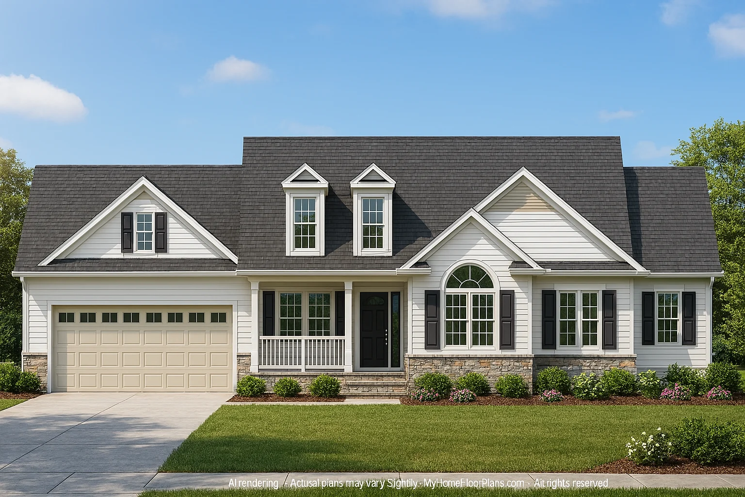 Modern 2-Story House Plan with Brick & Siding Exterior