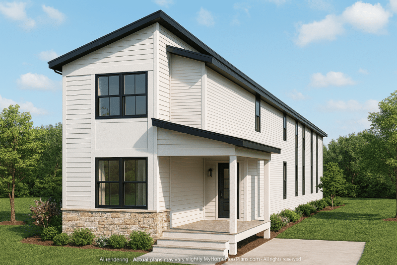 Modern 2-Story House Plan with Clean Lines & Open Floor Layout