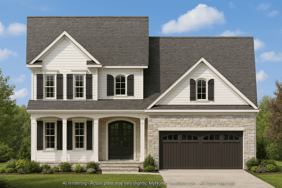 Modern 2-Story House Plan with Colonial Charm and CAD Blueprints