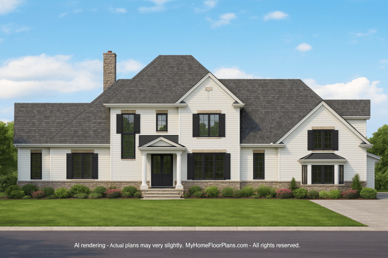 Modern 2-Story House Plan with Luxury CAD Blueprint Designs