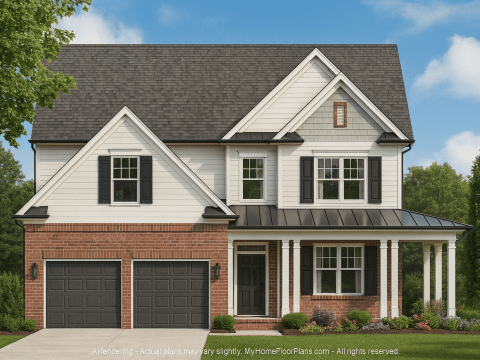 Modern 2-Story House Plan with Neo-Colonial Design and CAD Blueprint