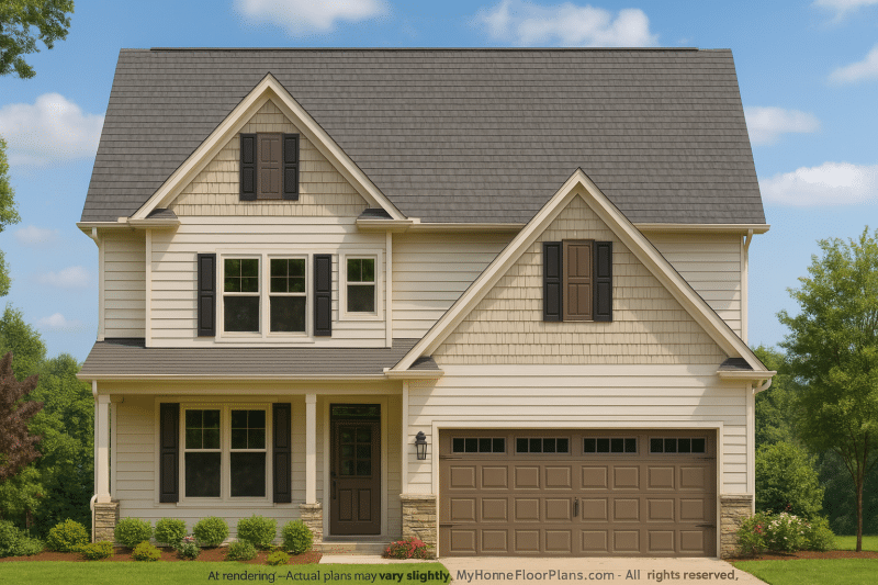 Modern 2.5-Story House Plan with CAD Files, 3 Bedrooms & Flexible Layout
