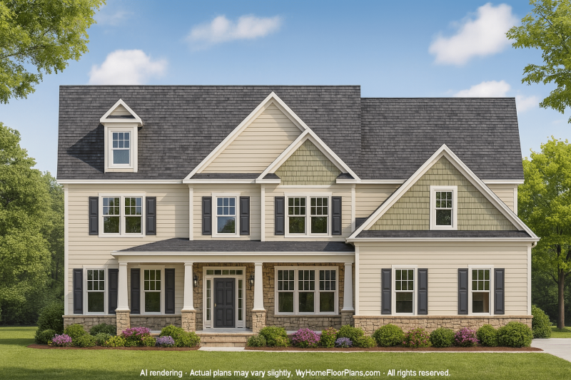 Modern 2.5-Story House Plan with Colonial Revival Design