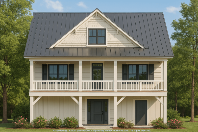 Modern 3-Story Beach House Plan with Open Layout & CAD Designs