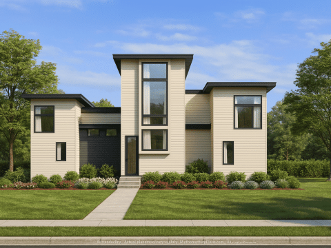 Modern 3-Story House Plan with Elevator and Contemporary Floor Design