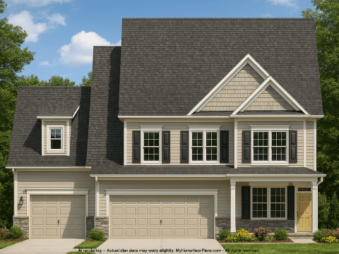 Modern 3-Story Suburban House Plan with Open Layout and Bonus Room