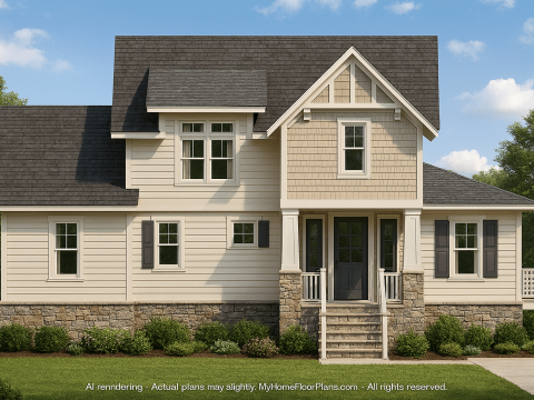 Modern Beach Bungalow Home Plan with Detached Golf Cart Garage