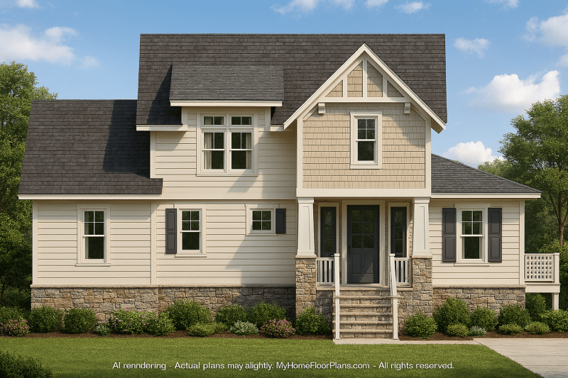 Modern Beach Bungalow Home Plan with Detached Golf Cart Garage