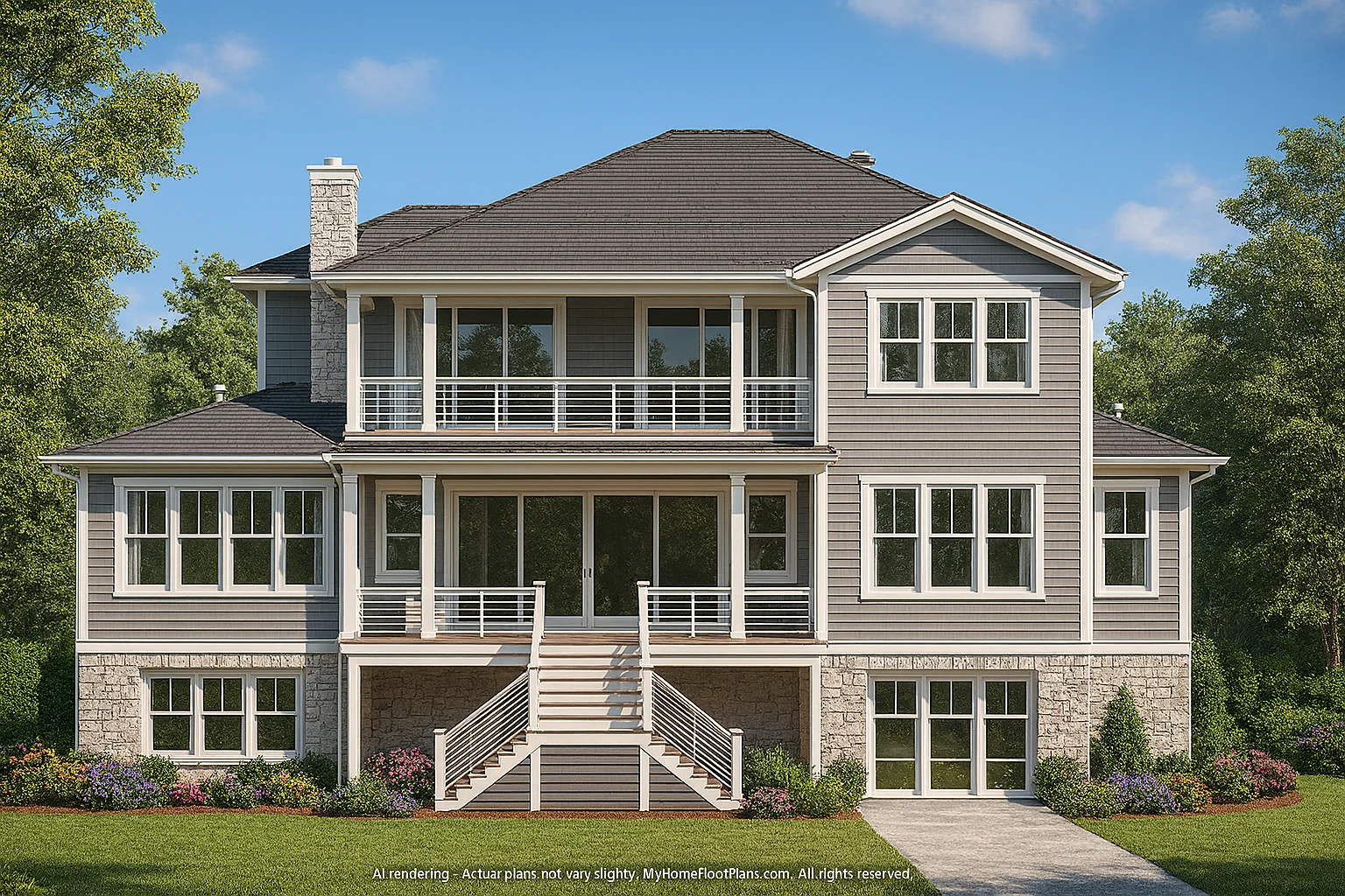 Modern Beach Home Plan with 3-Story Layout & Coastal Charm