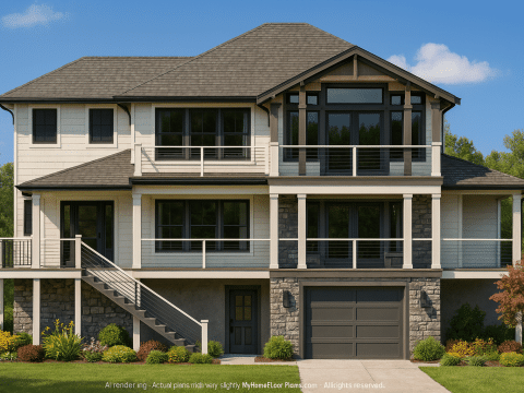 Modern Beach House Floor Plan with CAD Architecture Designs
