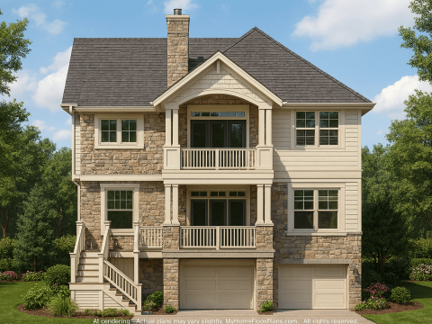 Modern Beach House Plan with 2 Stories, 4 Bedrooms & CAD Files
