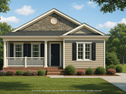 Modern Bungalow House Plan with 4 Bedrooms and Narrow Lot Design
