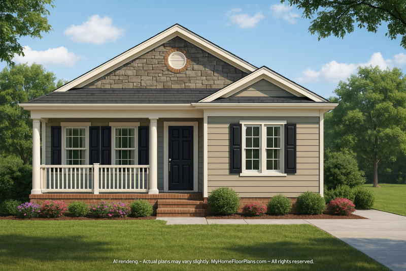 Modern Bungalow House Plan with 4 Bedrooms and Narrow Lot Design