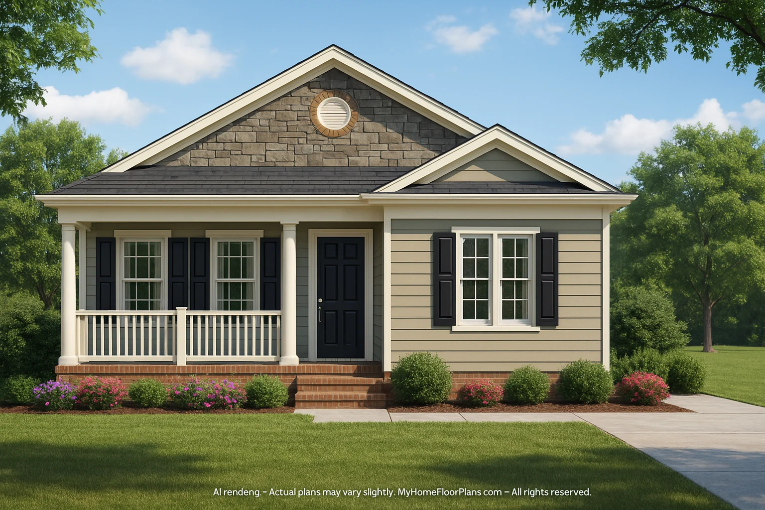 Modern Bungalow House Plan with 4 Bedrooms and Narrow Lot Design