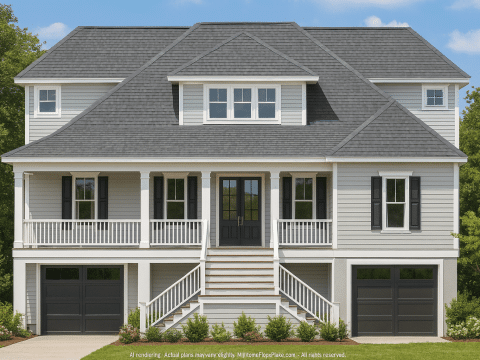 Modern Coastal Home Plan with CAD-Designed Architectural Floors