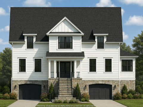 Modern Coastal House Plan with 2 Stories, 3 Bedrooms & Vaulted Ceilings