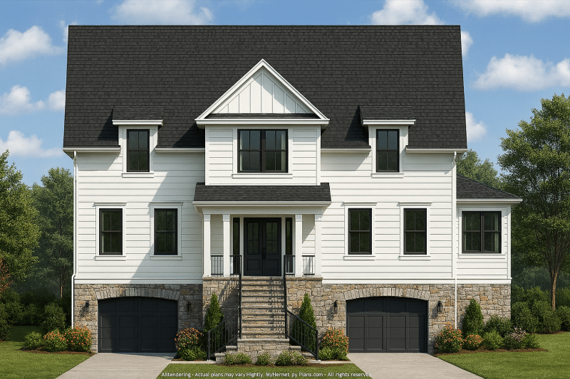 Modern Coastal House Plan with 2 Stories, 3 Bedrooms & Vaulted Ceilings