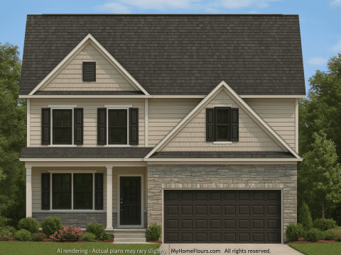 Modern Colonial Floor Plan With 4 Bedrooms & CAD Designs