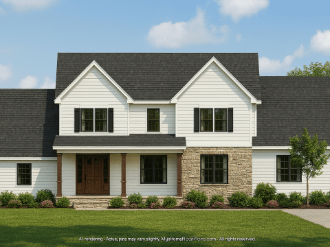 Modern Colonial Revival Home Plan with Timeless 2-Story Layout