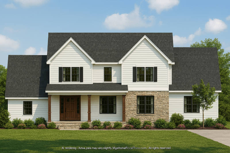 Modern Colonial Revival Home Plan with Timeless 2-Story Layout