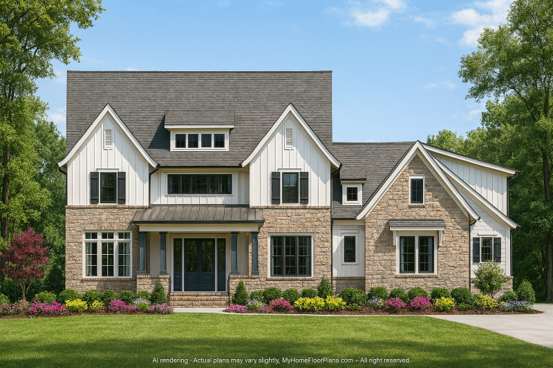 Modern Craftsman Home Design with Luxury 2-Story Floor Plan