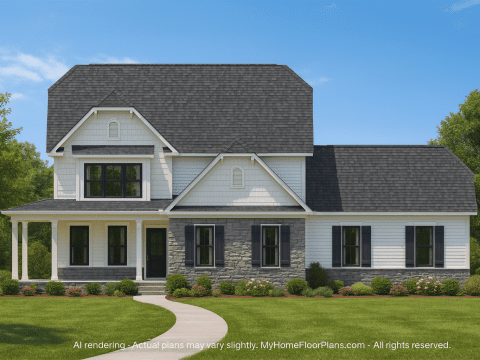Modern Craftsman Home Floor Plan with 2 Stories and Flexible Bonus Room