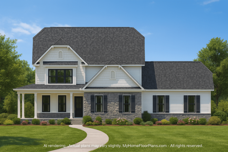 Modern Craftsman Home Floor Plan with 2 Stories and Flexible Bonus Room